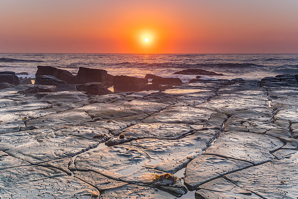 Sunrise Seascape and Rock Ledge