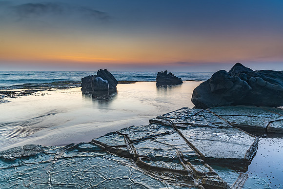 Sunrise Seascape and Rock Ledge
