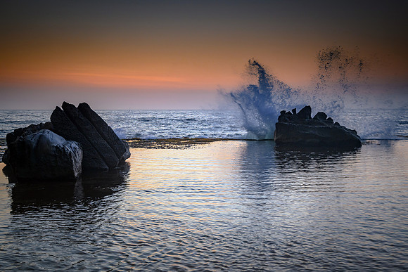 Sunrise Seascape and Rock Ledge