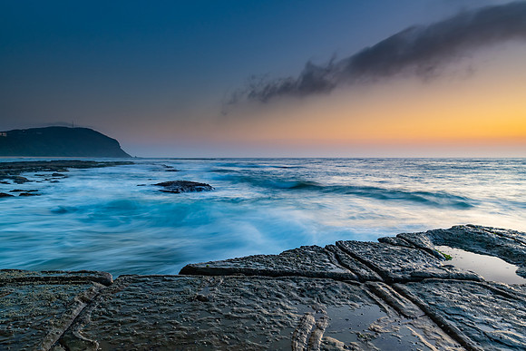 Sunrise Seascape and Tesselated Rock Ledge