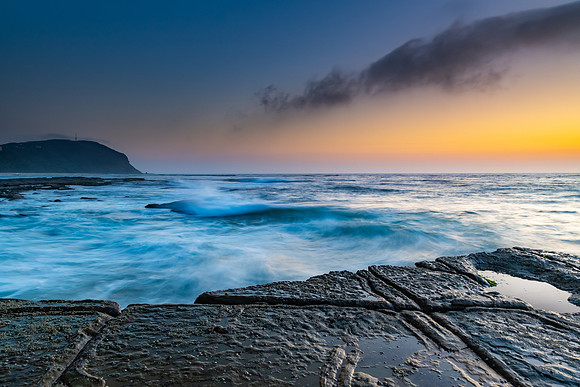 Sunrise Seascape and Tesselated Rock Ledge