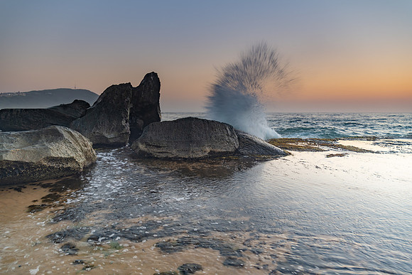 Sunrise Seascape and Rock Ledge