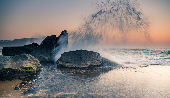 Sunrise Seascape and Rock Ledge