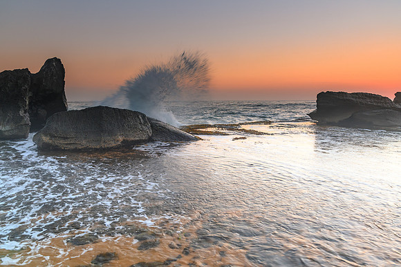Sunrise Seascape and Rock Ledge
