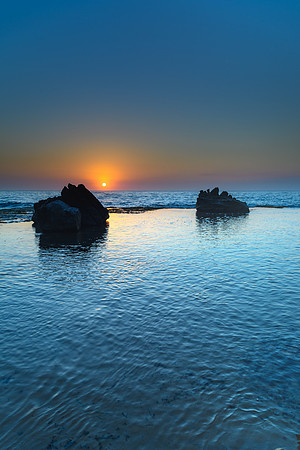 Sunrise Seascape, Splash and Rocks