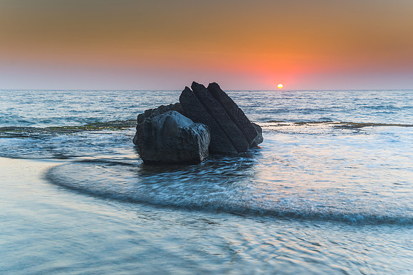Sunrise Seascape and Rock Ledge