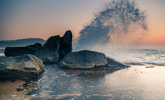 Sunrise Seascape and Rock Ledge