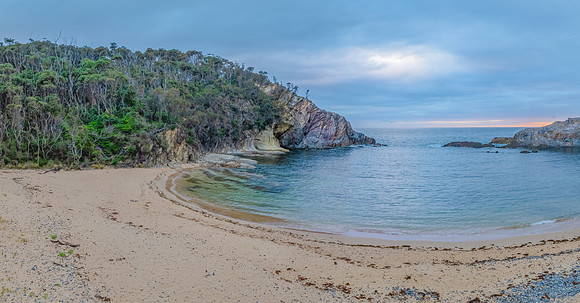 Cloud-covered sunrise over Guerilla Bay