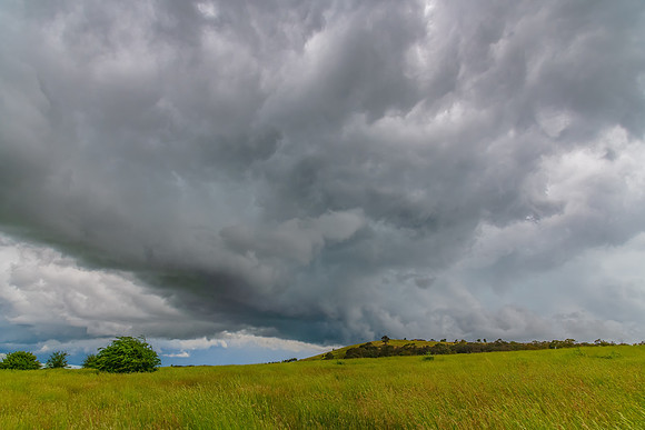 Stormy skies over the rural countryside