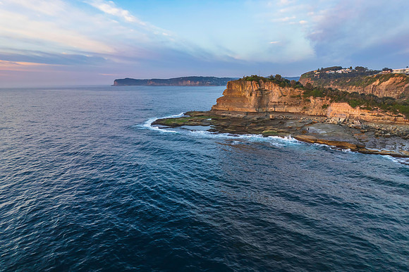 Aerial Sunrise Seascape at Rocky Inlet