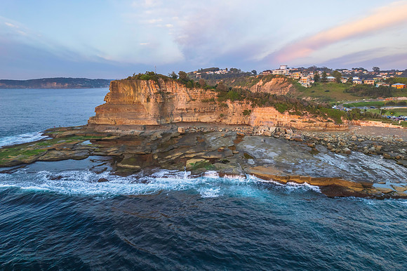 Aerial Sunrise Seascape at Rocky Inlet
