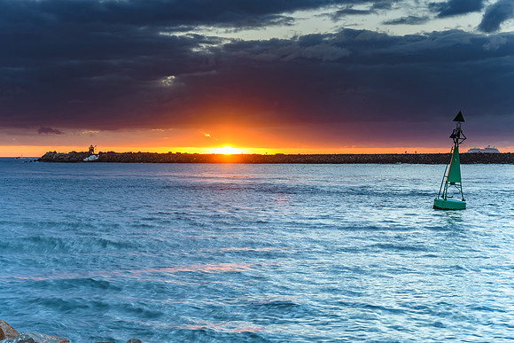 Sunrise Seascape and Breakwall