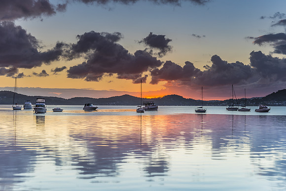 Overcast Morning on the Bay with Boats