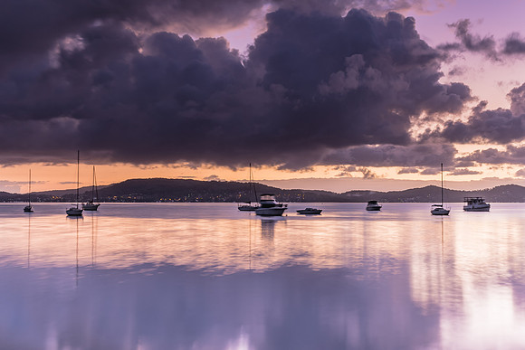 Overcast Morning on the Bay with Boats
