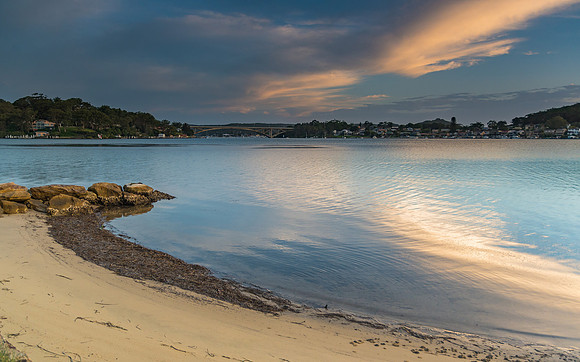 Sunset over the Bay with High Cloud