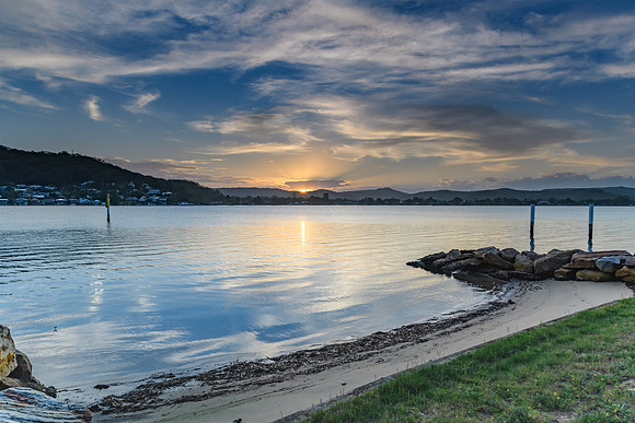 Sunset over the Bay with High Cloud