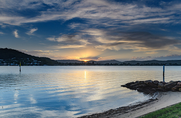 Sunset over the Bay with High Cloud