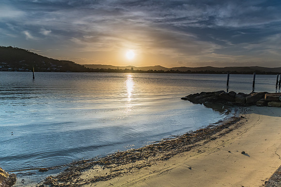 Sunset over the Bay with High Cloud