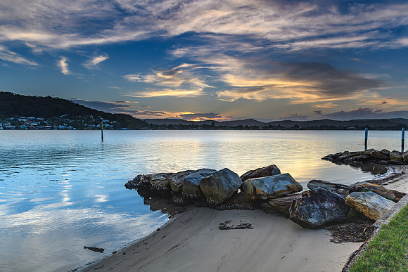 Sunset over the Bay with High Cloud