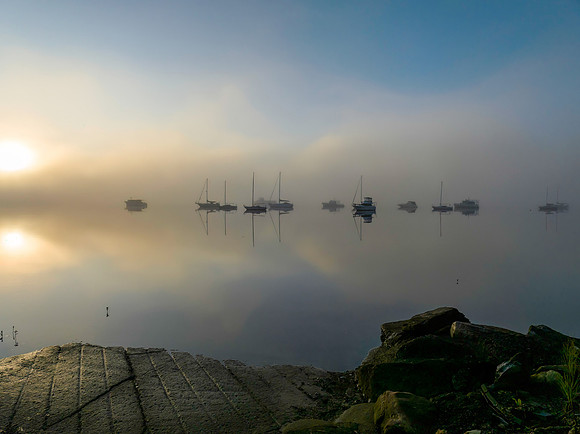 Boats in the fog