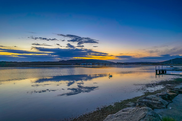 Sunrise waterscape over the bay