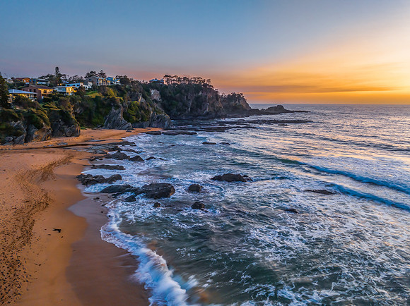 Sunrise seascape with high clouds