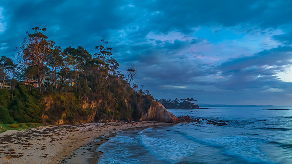 Summer Sunrise Seascape with Rain Clouds