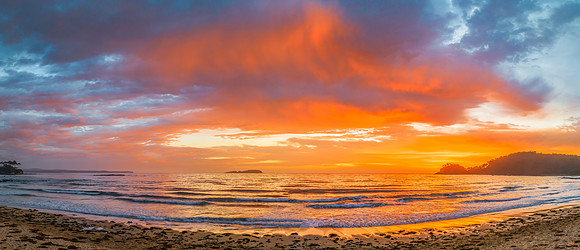 Summer Sunrise Seascape with Rain Clouds