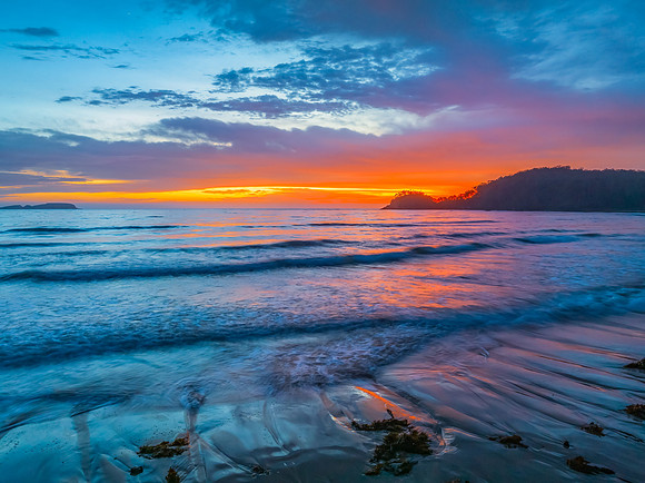 Summer Sunrise Seascape with Rain Clouds