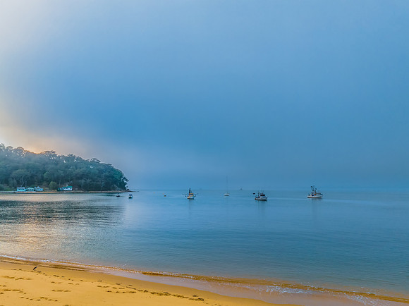 One foggy morning over the bay