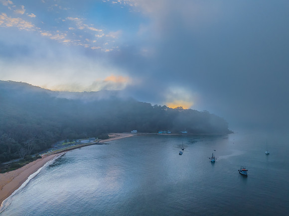One foggy morning over the bay