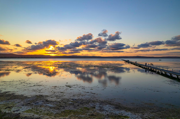 Sunset reflections over the lake