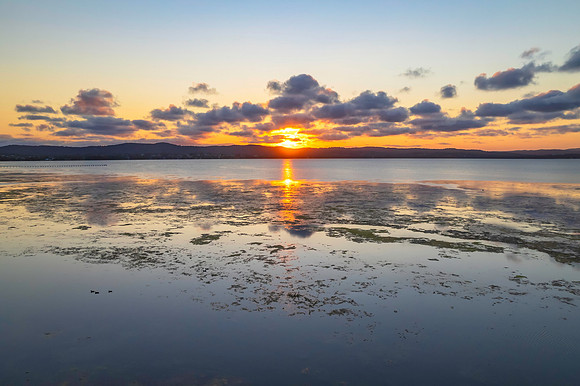 Sunset reflections over the lake