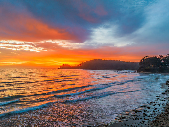 Summer Sunrise Seascape with Rain Clouds
