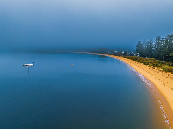 One foggy morning over the bay