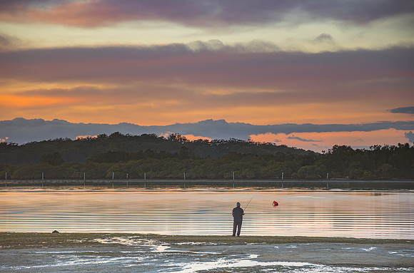 Early Morning Fisherman - River Waterscape
