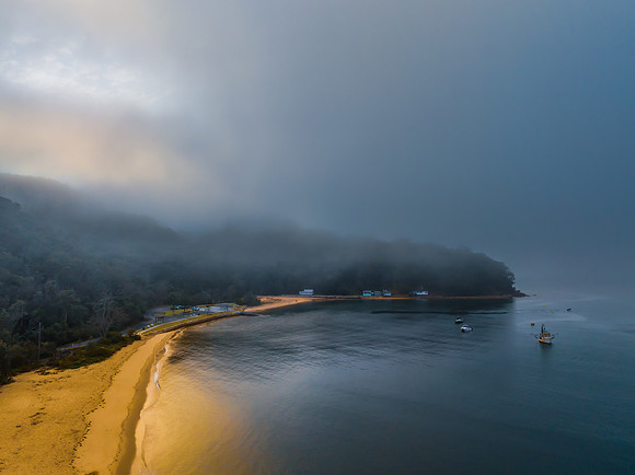 One foggy morning over the bay