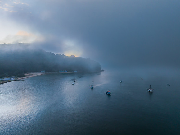 One foggy morning over the bay