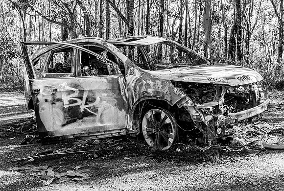 Burnt out stolen car