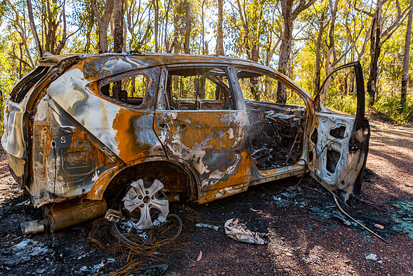 Burnt out stolen car