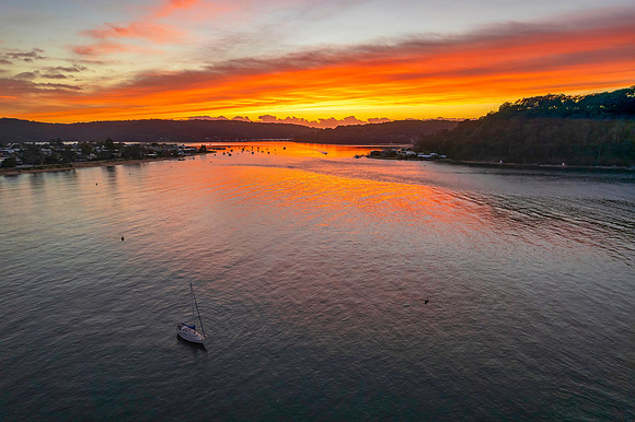 Sunrise waterscape over the channel