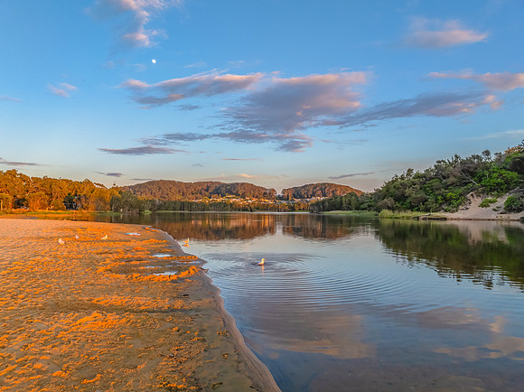 Summer sunrise at the seaside lagoon