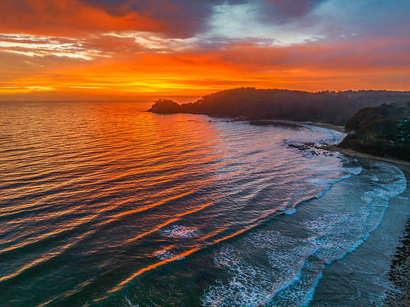 Summer Sunrise Seascape with Rain Clouds