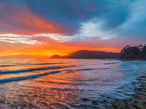 Summer Sunrise Seascape with Rain Clouds