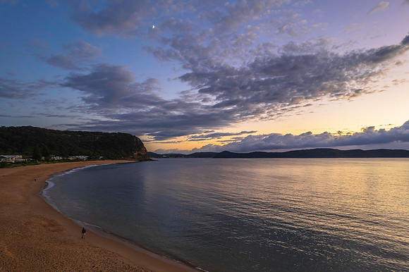 Aerial sunrise seascape with clouds