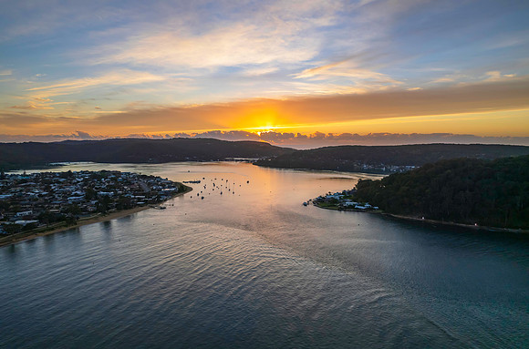 Sunrise waterscape over the channel