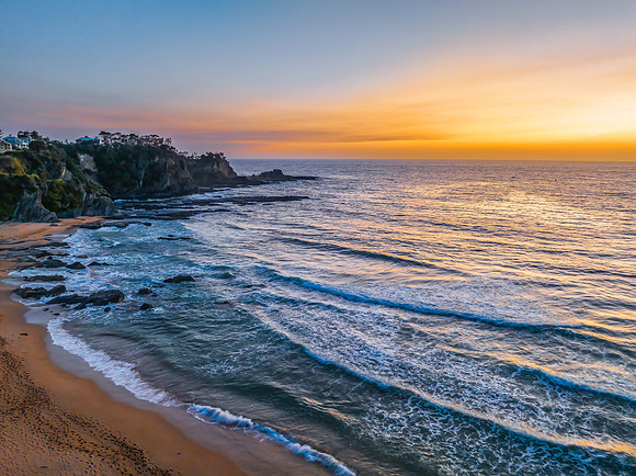 Sunrise seascape with high clouds