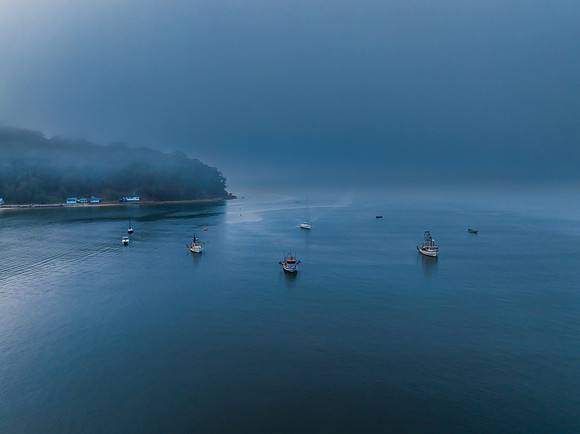 One foggy morning over the bay