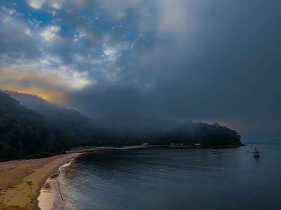 One foggy morning over the bay
