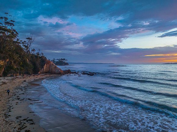 Summer Sunrise Seascape with Rain Clouds